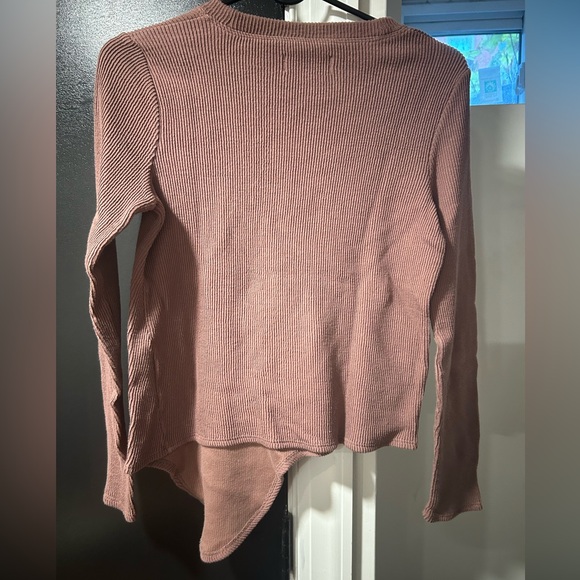Madewell Pink Long Sleeve Shirt with Front Tie - Picture 3 of 4